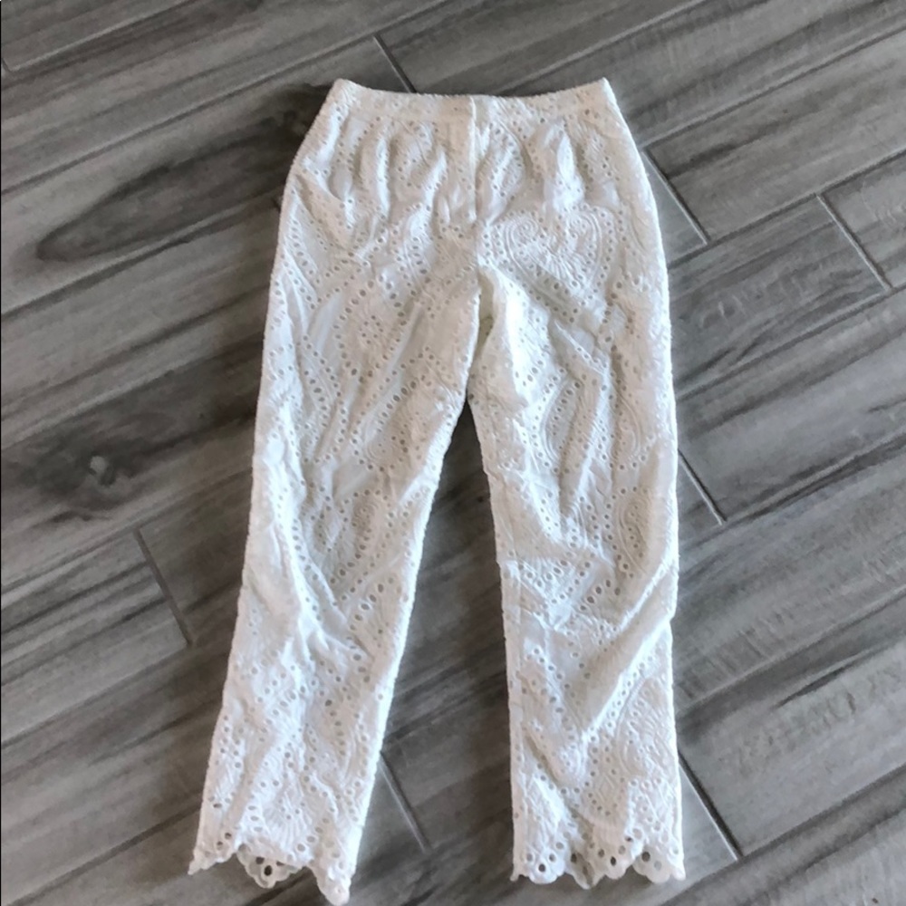 Wayf Xs white eyelet pants